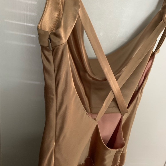 Moda International Victoria’s Secret Vintage Gold Champagne Cocktail Silk Dress - Picture 6 of 6
